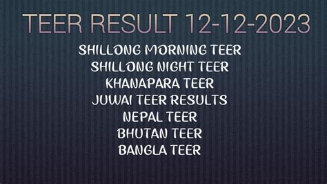 khanapara shillong teer result old